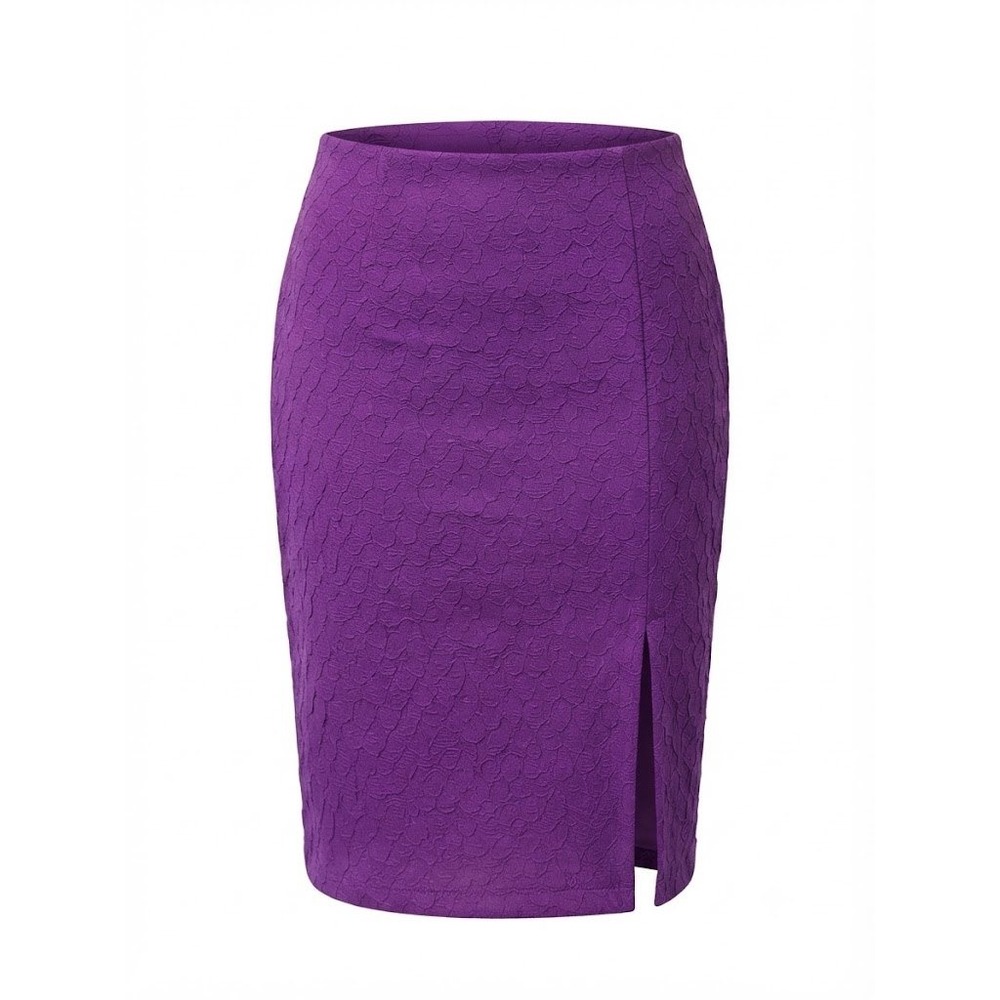 Bisou Bisou Purple Textured Pencil Skirt Art Deco Vintage Style Size M